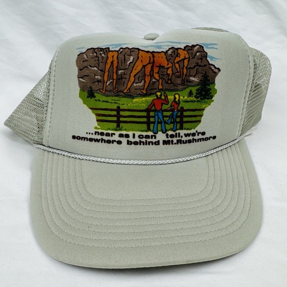 nissin Other - Mt Rushmore Hat Cap Snapback Adult One Size Gray Mesh Funny Vintage Nissin